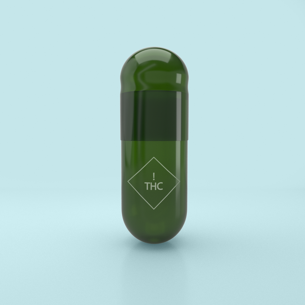 THC Printed Colored Vegetarian Empty Two-Piece Capsules Size 00 - Translucent Green - (Box of 75,000) - THC! Printed Logo