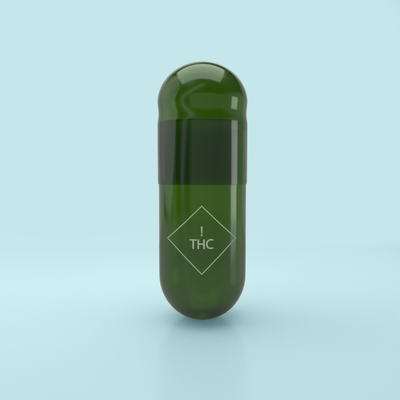 THC Printed Colored Vegetarian Empty Two-Piece Capsules Size 00 - Translucent Green - (Box of 75,000) - THC! Printed Logo
