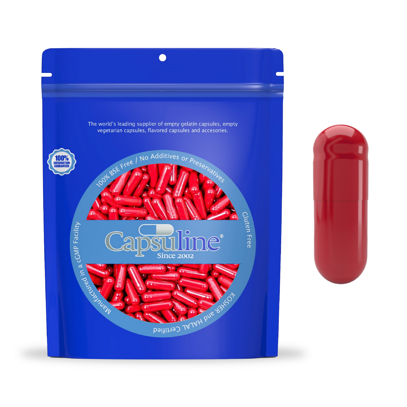 Colored Size 0 Empty Gelatin Capsules by Capsuline - Red/Red - 100 Count - 100