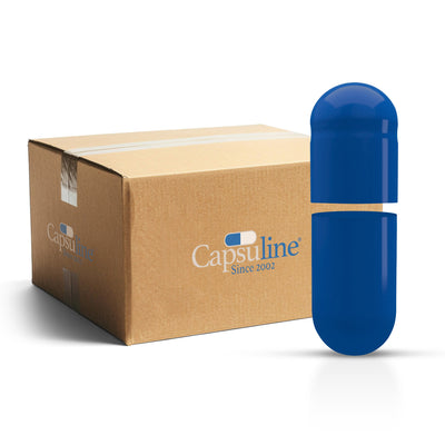 Colored Gelatin Capsules Size 0 Blue/Blue (Box of 100,000) - SEPARATED - Blue