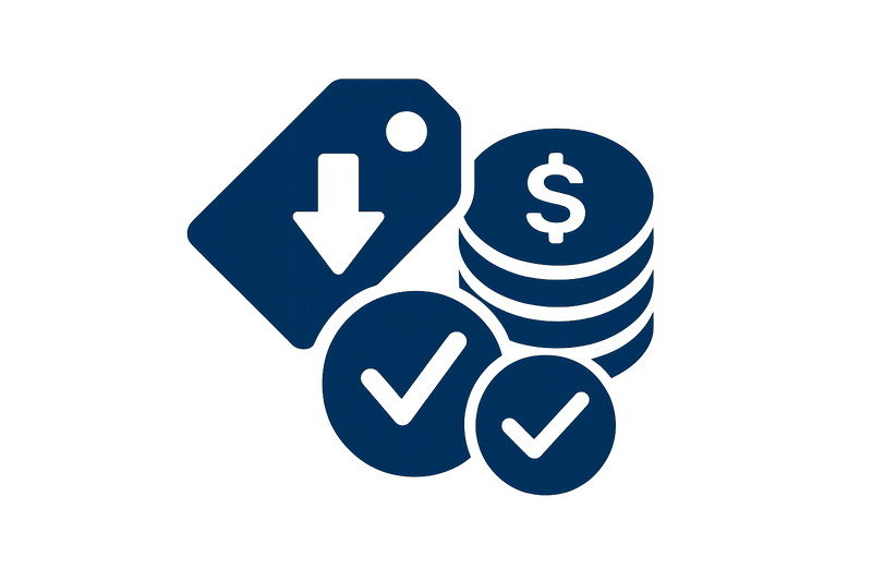 Cost-effective icon in color 094B7B