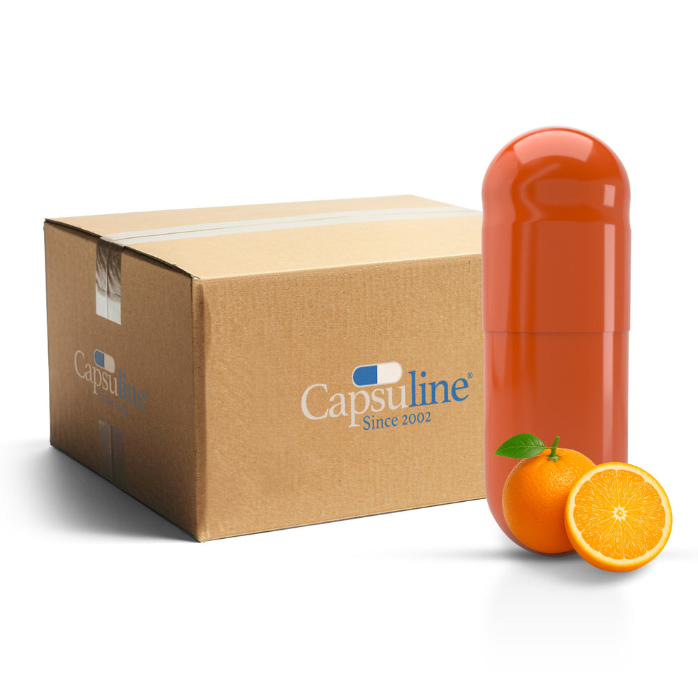 Orange Flavored Gelatin Capsules Size 1 Orange/Orange (Box of 125,000) - Orange