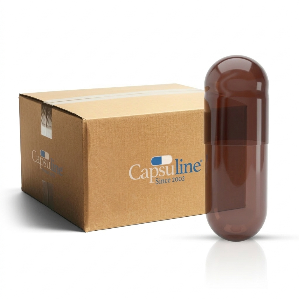 Capsuline Brown Carrot Natural Colorant Empty Vegetarian Capsules Size 1 – Brown/Brown – TiO2 - Free (Box of 125,000)