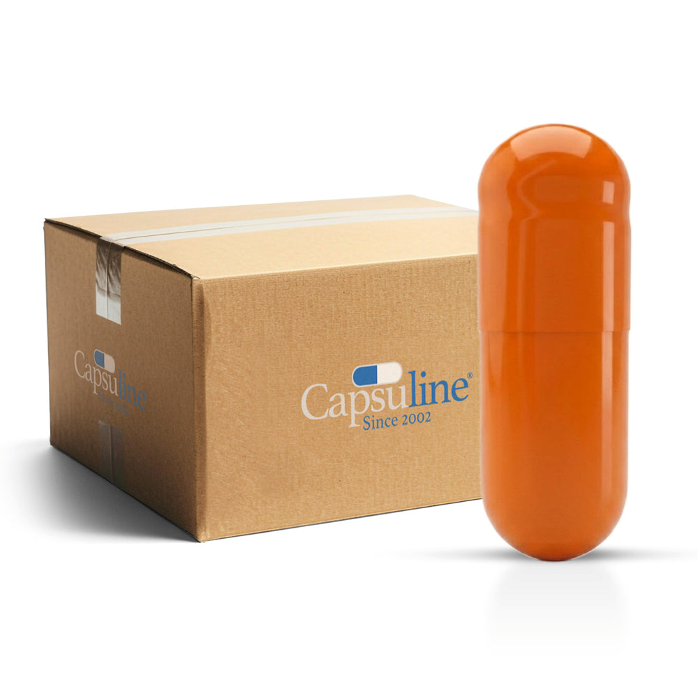 Colored Gelatin Capsules Size 00 Orange/Orange (Box of 75,000) - Orange