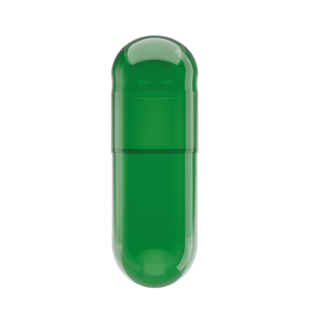 Capsuline Chlorophyll Empty Vegetarian Capsules Size 00  - Green/Green  - TiO2-Free (Box of 75,000)