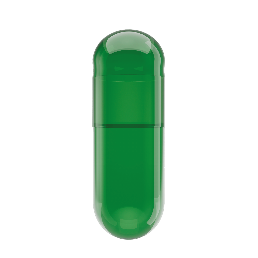 Capsuline Chlorophyll Empty Vegetarian Capsules Size 00  - Green/Green  - TiO2-Free (Box of 75,000)