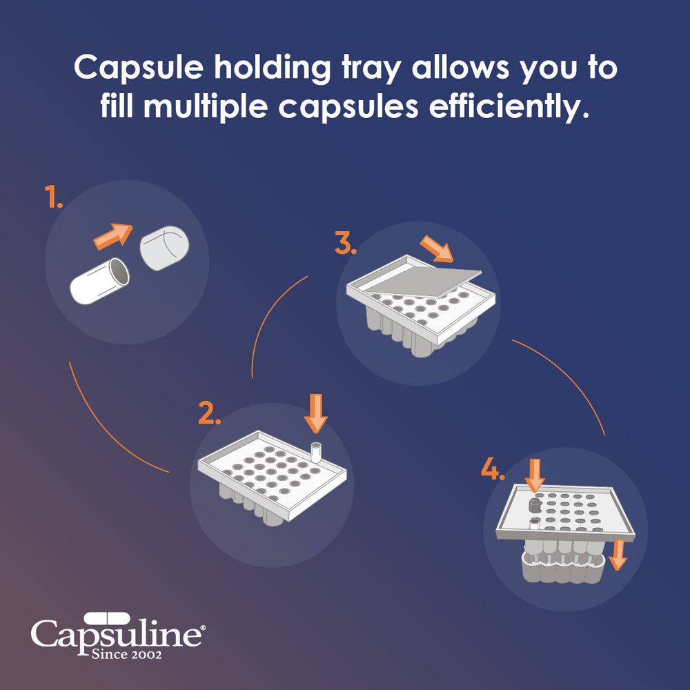 Clear Size 00 Empty Gelatin Capsules by Capsuline - 1000 Count + Holding Tray Size 00 for 25 capsules