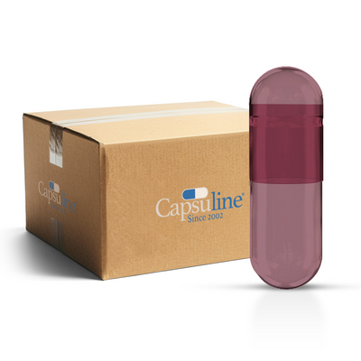 Capsuline Purple Carrot Natural Colorant Empty Vegetarian Capsules Size 0 – Purple/Purple – TiO2 - Free (Box of 100,000)