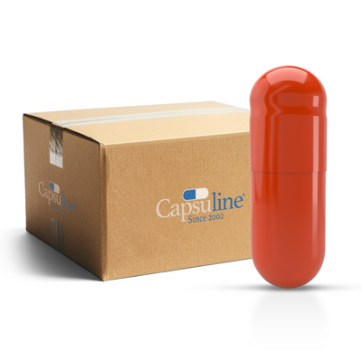 Colored Gelatin Capsules Size 00 Orange/Orange (Box of 75,000) - Orange