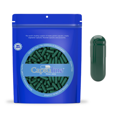 Colored Size 0 Empty Gelatin Capsules by Capsuline - Green/Green
