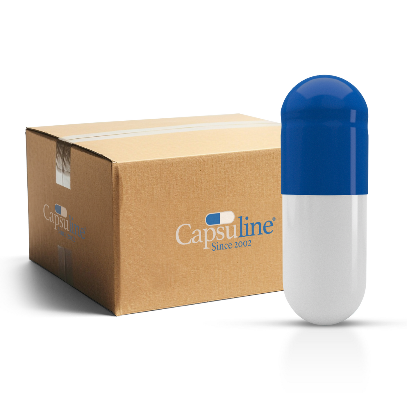 Colored Gelatin Capsules Size 00 Blue/White (Box of 75,000) - Blue/White