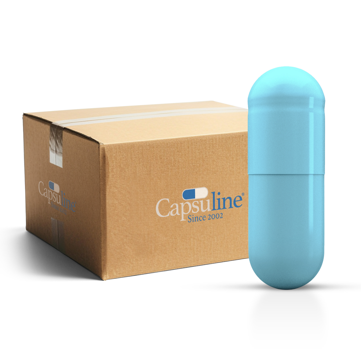 Colored Size 0 Empty Vegetarian Capsules by Capsuline - Aqua Blue - Box of 100,000 - Aqua Blue