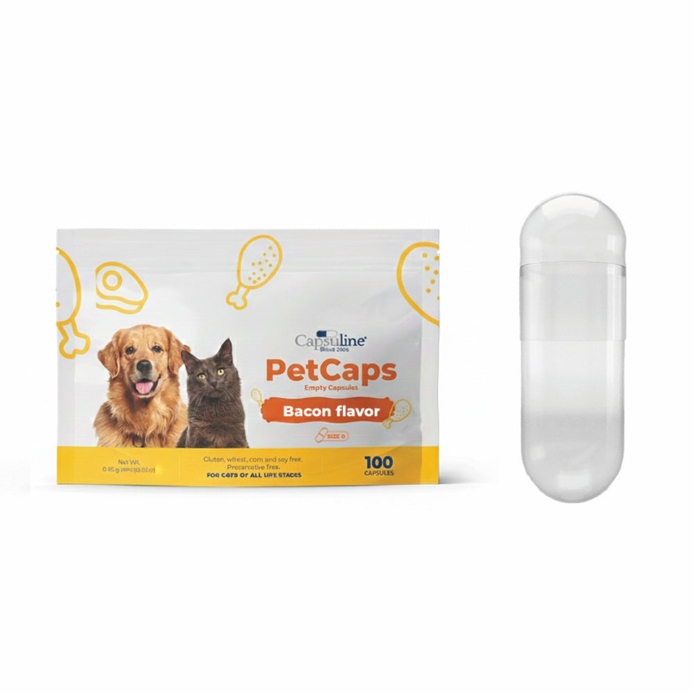 Capsuline PETcaps Bacon Flavored Gelatin Empty Capsules Size 0 100 Count - 100