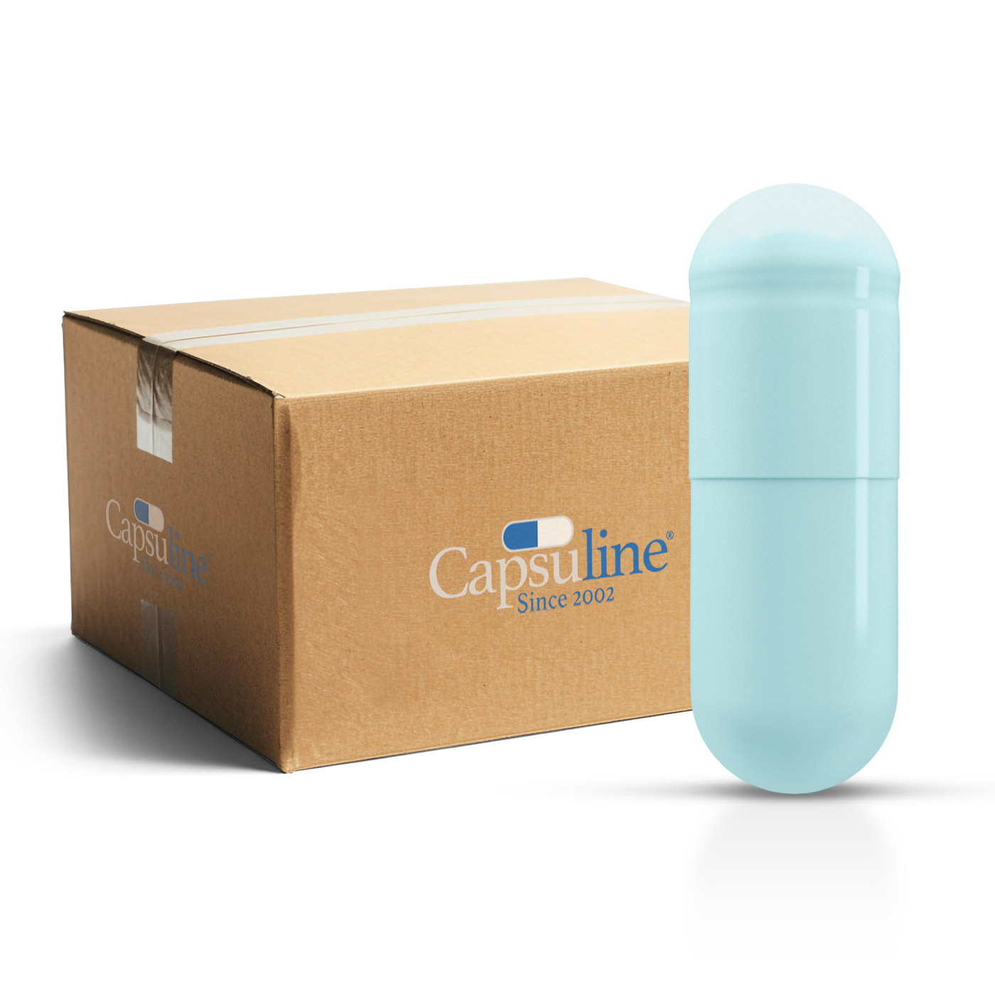 Colored Size 0 Empty Vegetarian Capsules by Capsuline - Blue/Blue (Box of 100,000) - Light Blue