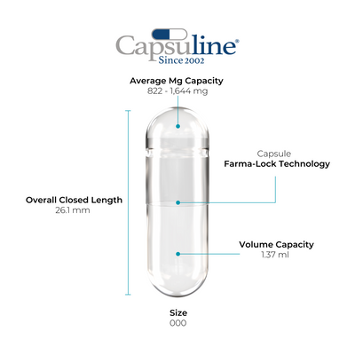 Capsuline Size 000 Gelatin Capsule Kit - 2x 1000 count Clear Gelatin Capsules + FREE Micro Lab Spoon