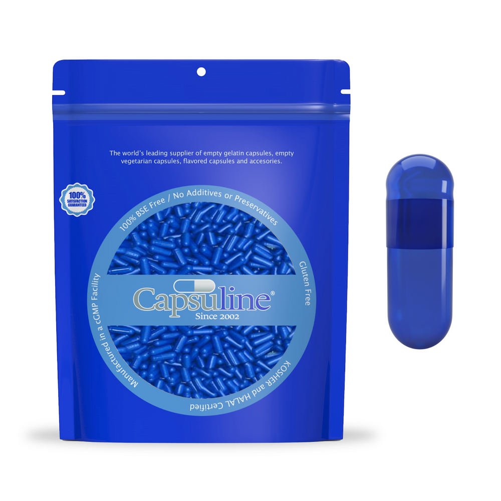 Blue Tio2 Powder Blue Capsules Size 0 | TiO2-Free Value - Capsuline