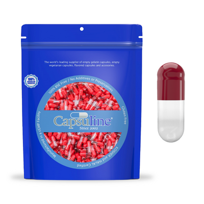 Colored Size 1 Empty Gelatin Capsules by Capsuline - Red/White - 10000 Count
