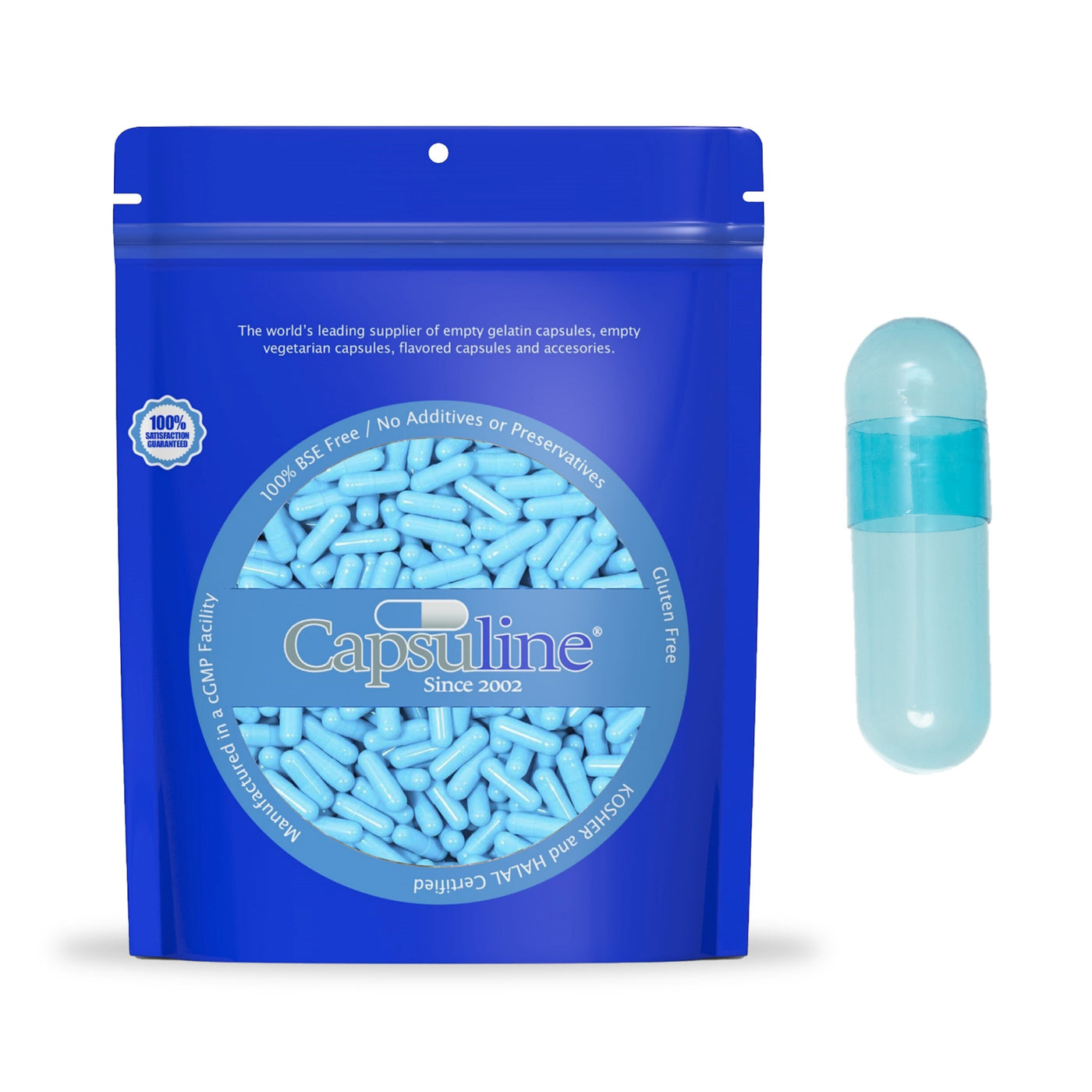 Titanium Dioxide (TiO2) Free - Spirulina Colored Vegetarian Capsules Size 00 - Blue/Blue - 1000 Count - 1000