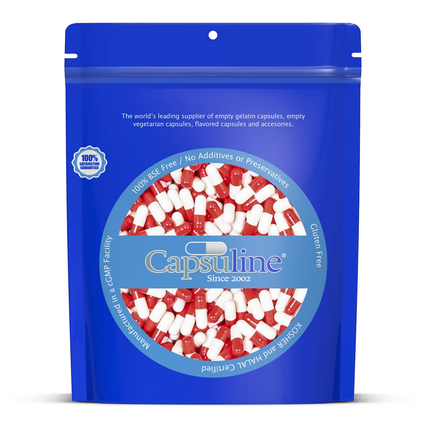 Colored Size 1 Empty Gelatin Capsules by Capsuline - Red/White - 5000 Count - 5000