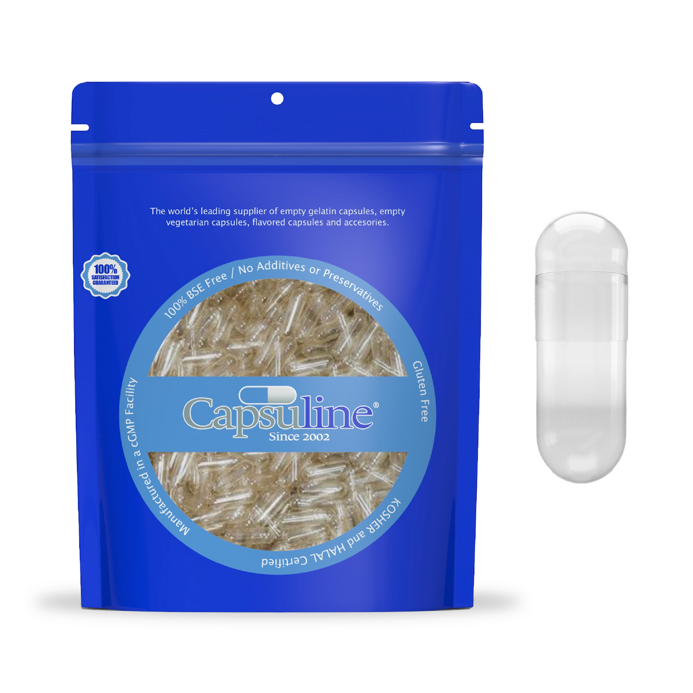 Capsuline Size 0 Gelatin Capsule Kit - 2x 1000 count Clear Gelatin Capsules + FREE Micro Lab Spoon