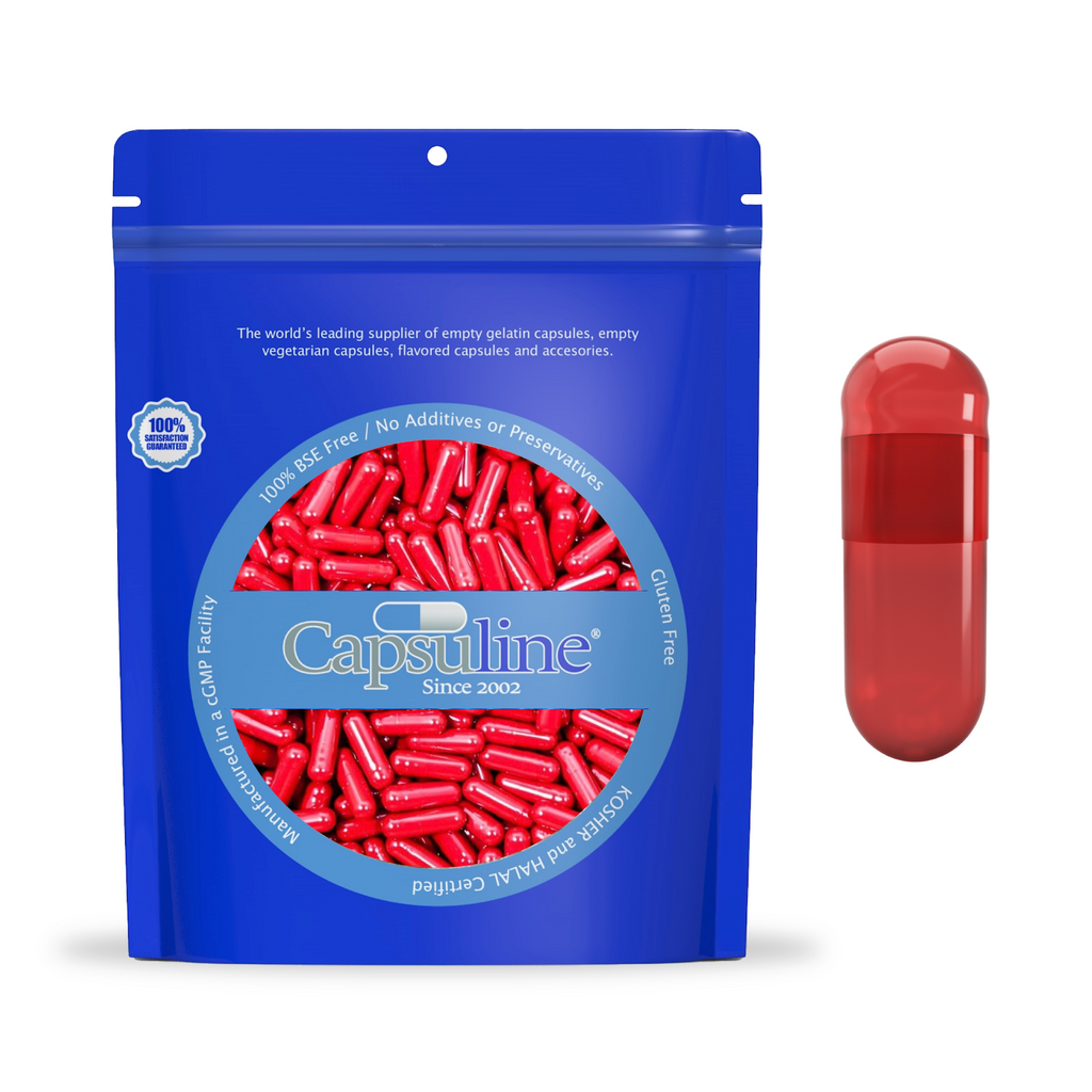 Red Gelatin Capsules Size 0 | TiO2-Free - Capsuline