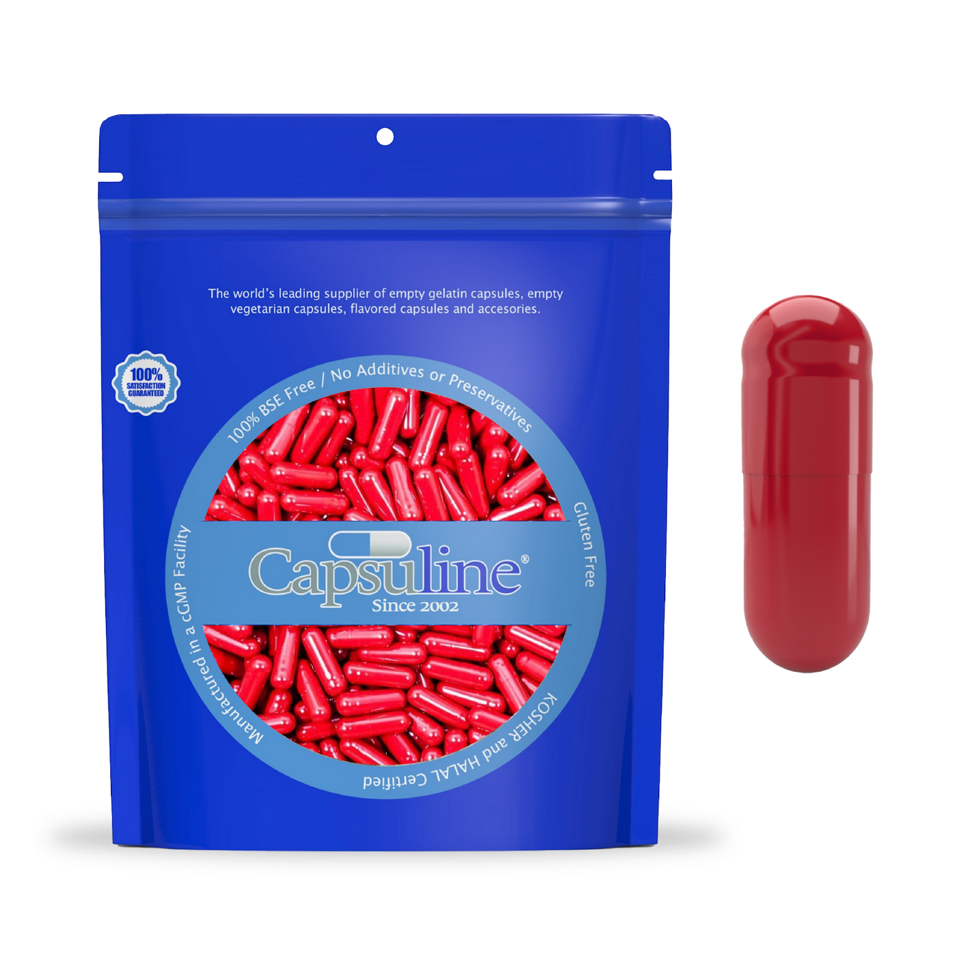 Colored Size 0 Empty Vegetarian Capsules by Capsuline - Red/Red