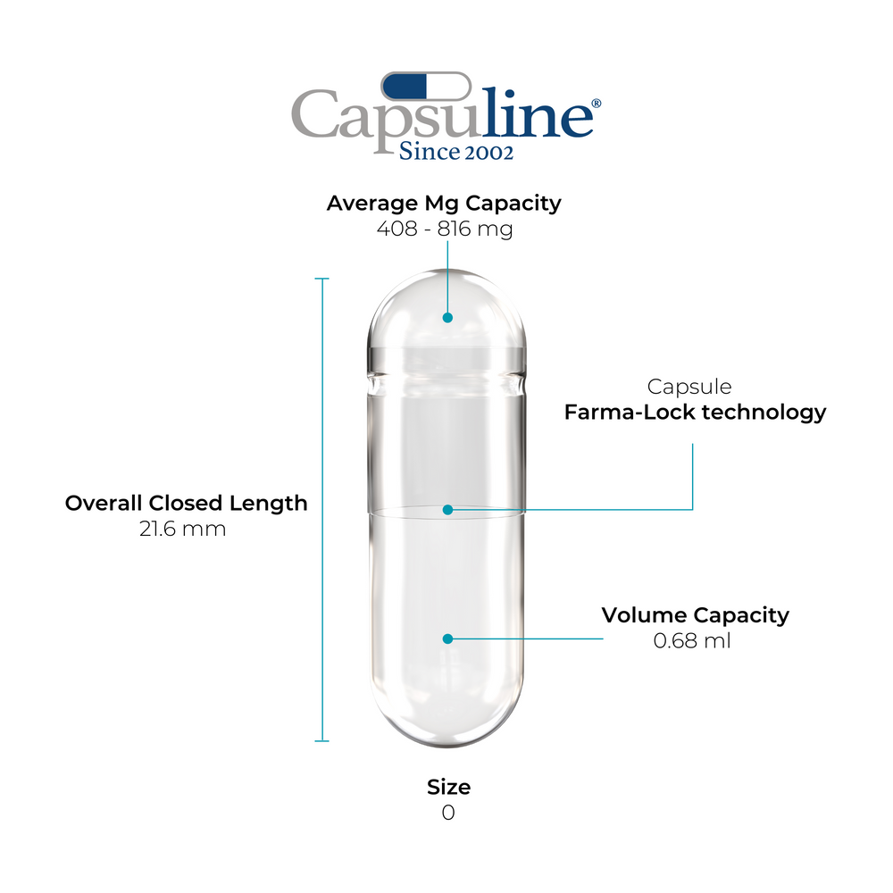 Colored Size 0 Empty Gelatin Capsules by Capsuline - Black/White